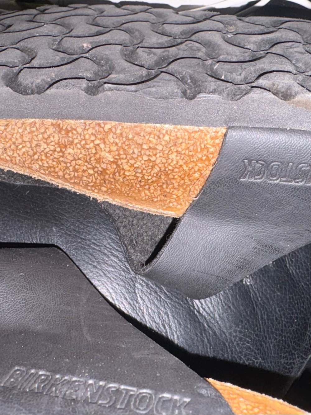 Birkenstock Black Leather Sandals with Brown Suede Footbed